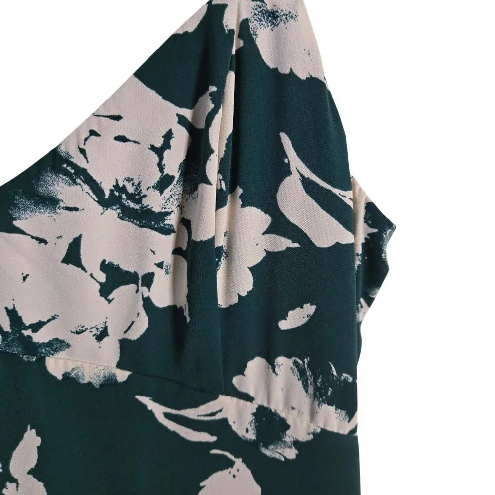 Abercrombie & Fitch Drama Floral Tiered Maxi Dress Green Cream 1/2 Lined Size S
